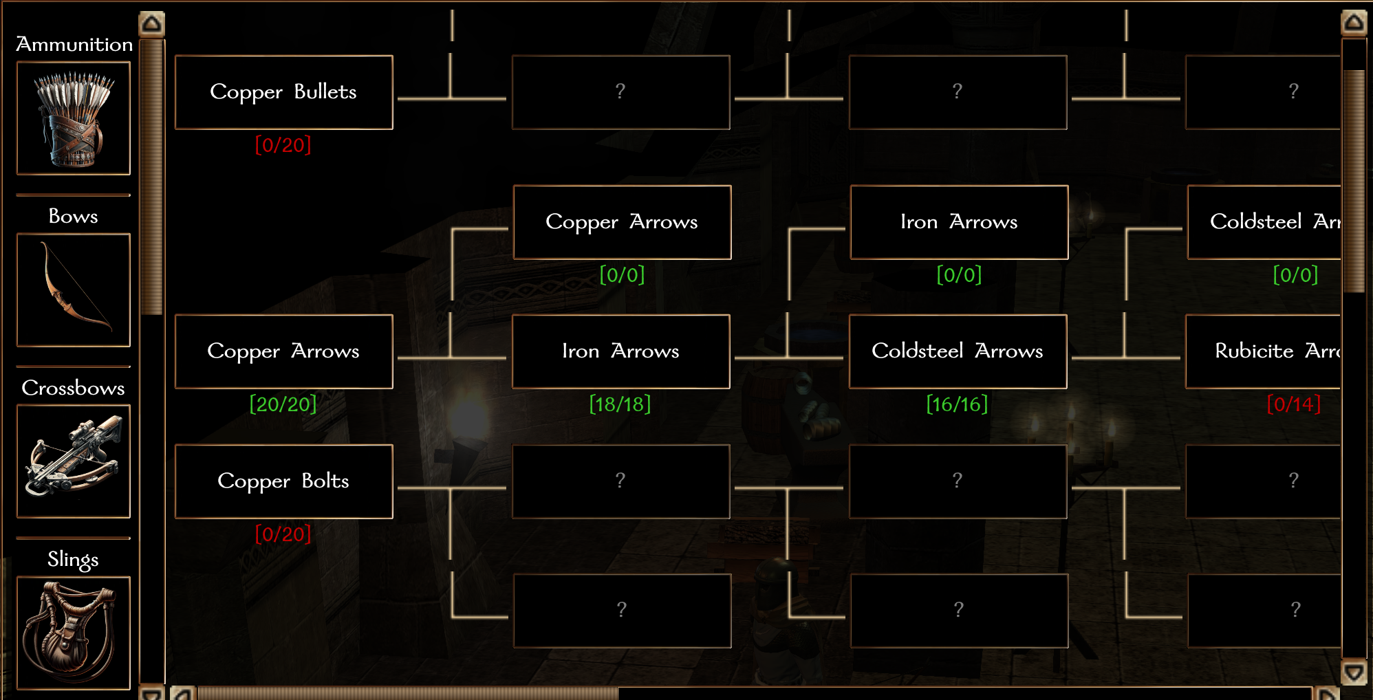 The recipe tree, one branch leading to the next
